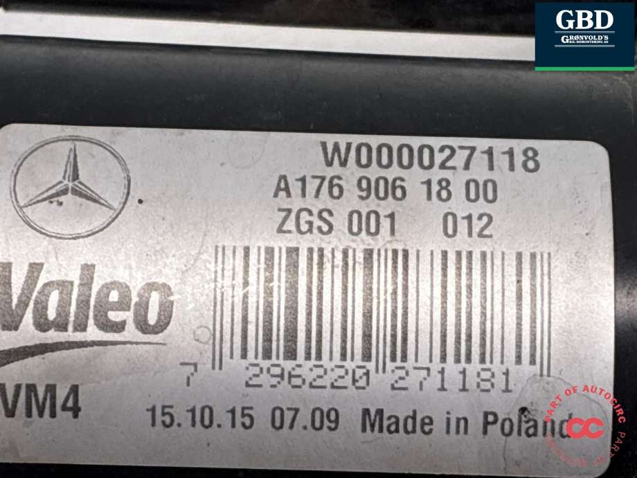 Viskermotor frontrute komplett m/overføring til Mercedes A-Klasse 2012-2018 (W176) (W176) (A 176 820 00 40|A 176 906 18 00|)