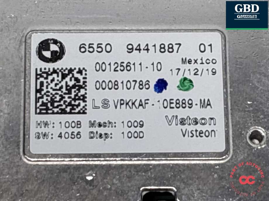Bilstereo navigasjon skjerm til BMW 3-Serie 2018-->> (G20) (G20) (65 50 9 826 555|65 50 9 441 887|6550 9441887 01)