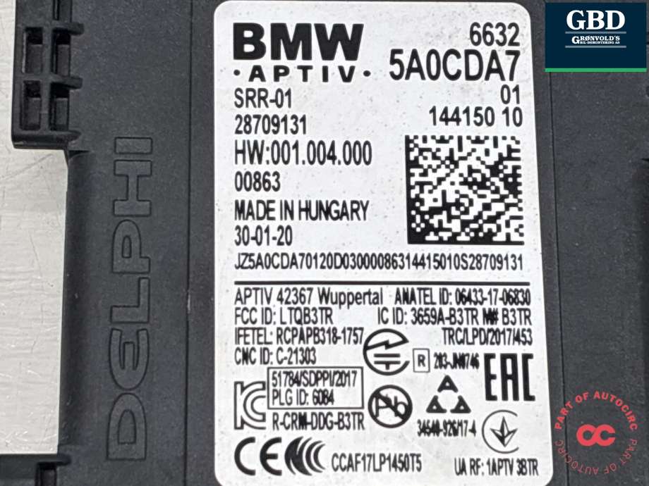 Sensor blindsone til BMW 3-Serie 2018-->> (G20) (G20) (66 32 5 A84 CF7|5A0CDA7|28709131)