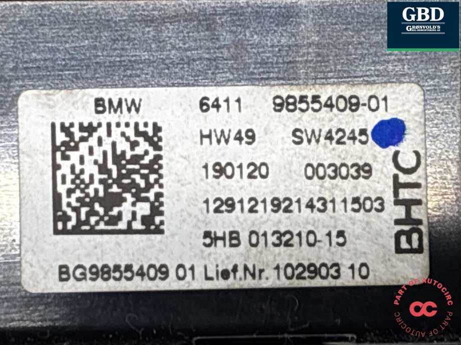 Varmeapparat betjening til BMW 3-Serie 2018-->> (G20) (G20) (64 11 9 855 409|9855409-01|6411 9855409-01| 5HB 013210-15)