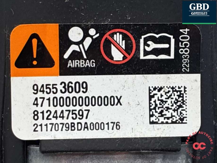Airbag rattpute til Opel Ampera-e 2017-->> (Type II) (42620605|94553609|)
