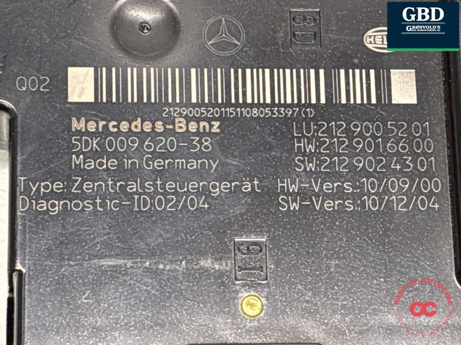 Sikringsboks bagasjerom til Mercedes E-Klasse 2009-2013 (Fase 1) (W212) (W212) (A 212 900 16 06|A 212 900 52 01|)