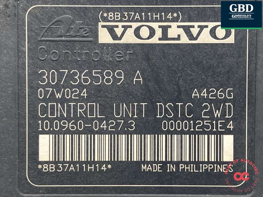 ABS sentral til Volvo C30 2006-2009 (Fase 1)  (ATE|30793527|31317629|8N51-2B373-AA)