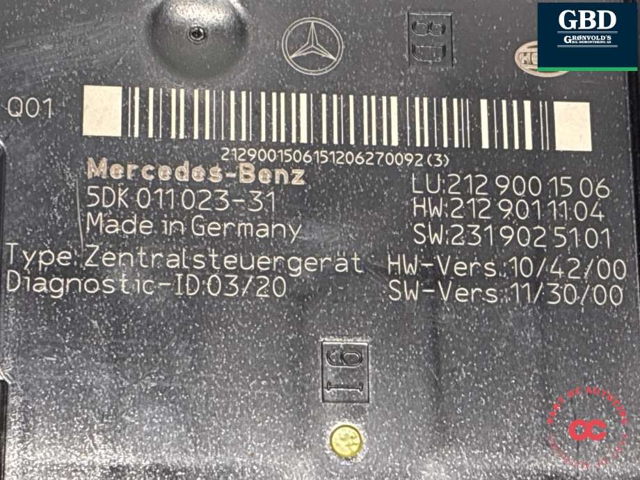 Styreenhet (SAM - Signal Acquisition Module) til Mercedes E-Klasse 2009-2013 (Fase 1) (W212) (W212) (A 212 900 01 22|A 212 900 16 06|212 900 15 06)