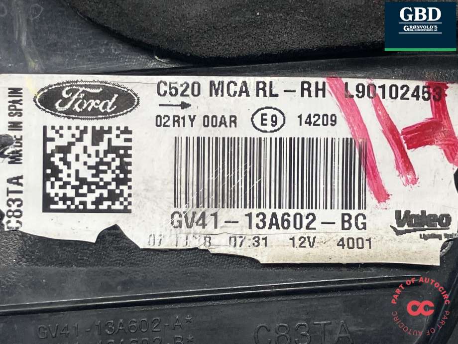 Baklykt høyre indre til Ford Kuga 2013-2019  (VALEO|2290290|GV41-13A602-BG|L90102453)