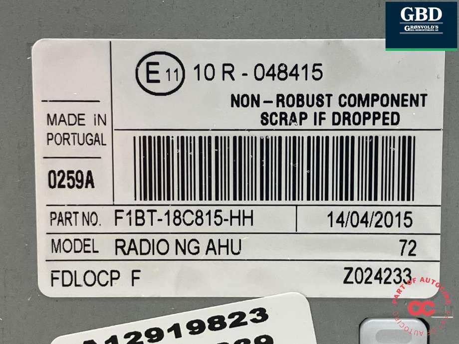 Bilstereo til Ford Focus 2014-2018 (Type III, Fase 2) (2335493|F1BT-18C815-HR|F1BT-18C815-HH)