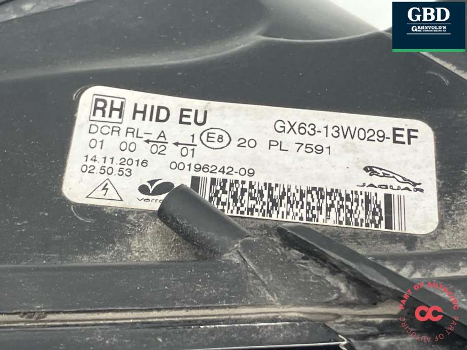 Frontlykt høyre xenon til Jaguar F-PACE 2016-->> (X761) (X761) (T2H35335|GX6313W029EJ|T2H24582| GX6313W029EF)