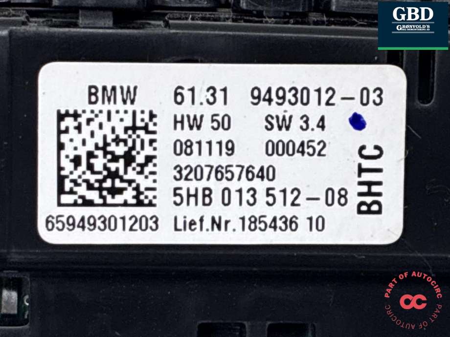 Varmeapparat betjening bak til BMW 3-Serie 2018-->> (G20) (G20) (61 31 5 A3B BF4|61 31 9 493 012|5HB 013 512-08)