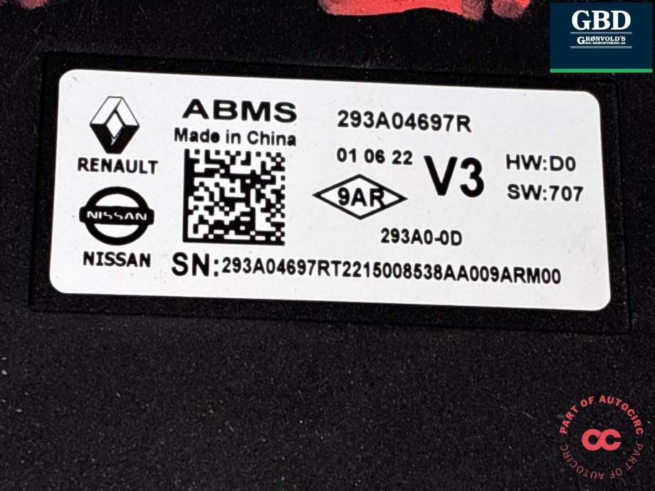 Styreenhet batteri til Nissan Ariya 2022-->>  (293A04697R|)