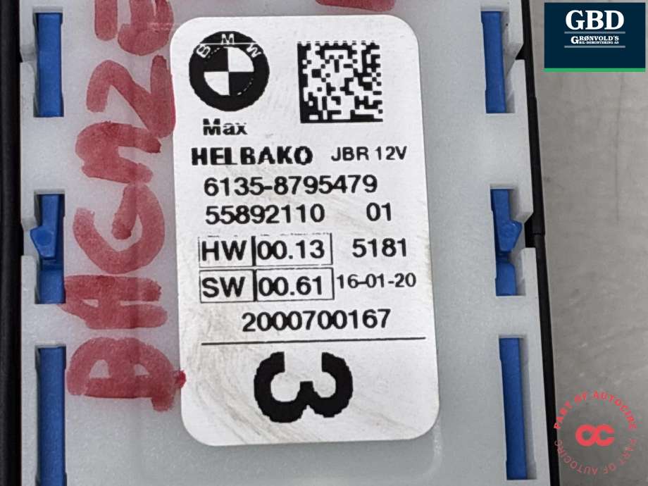 Sikringsboks bagasjerom til BMW 3-Serie 2018-->> (G20) (G20) (61 14 5 A0E 7D0|61 14 8 734 160-01|6135-8795479)