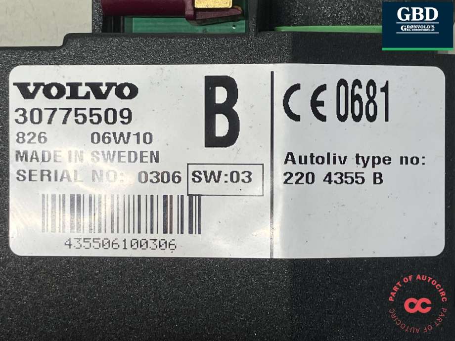 Styreenhet diverse til Volvo XC90 2002-2006 (Type I, Fase 1) (30775460|30775509|220 4355 B)