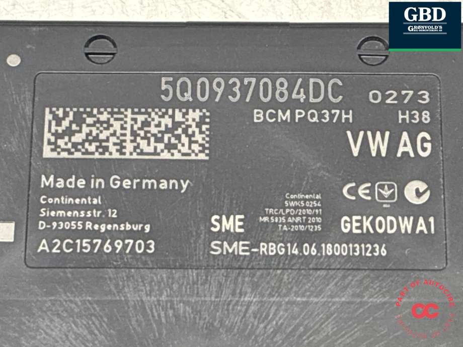 Styreenhet comfort (BCM) til VW Crafter 2016-->> (Type II)  (5Q0 937 084 CQ|5Q0 937 084 DD|5Q0937084DC)