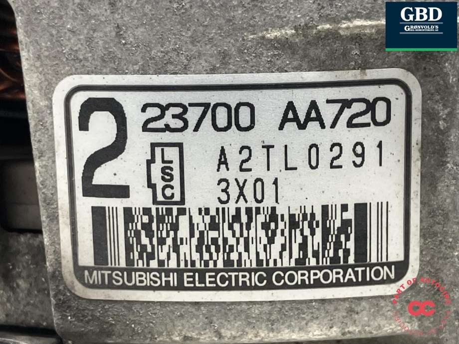 Dynamo til Subaru XV 2012-2017 (Type I) (MITSUBISHI|28313AG000|23700 AA720|A2TL0291 3X01)