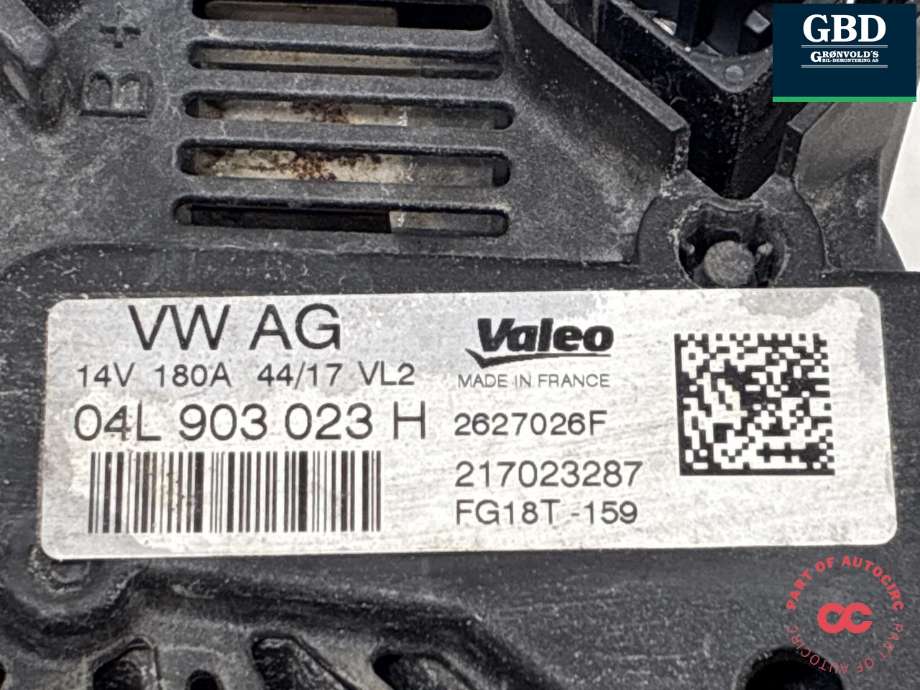 Dynamo diesel til VW Tiguan 2016-2020 (Type II, Fase 1)  (04L 903 021 K|04L 903 023 H | 04L 903 021 K  | 04L 903 023 HX 04L 903 021 KX||04L 903 023 J  |04L 903 021 J  |04L 903 023 JX | 04L 903 021 JX)