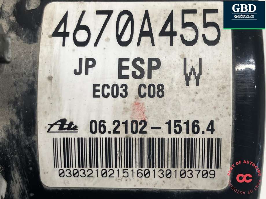 ABS sentral til Mitsubishi Outlander 2010-2012 (Type II, Fase 2) (ATE|4670A456|4670A455|06.2102-1516.4)