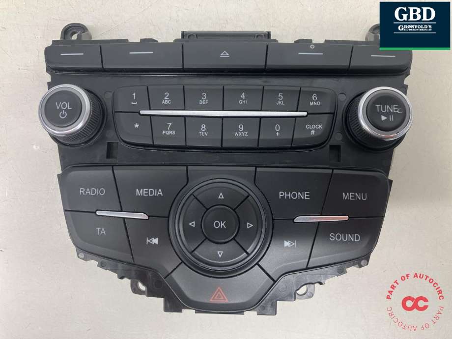 Bilstereo betjeningspanel til Ford Focus 2014-2018 (Type III, Fase 2) (1924167|F1ET-18K811-BD|F1ET-18K811-BC)