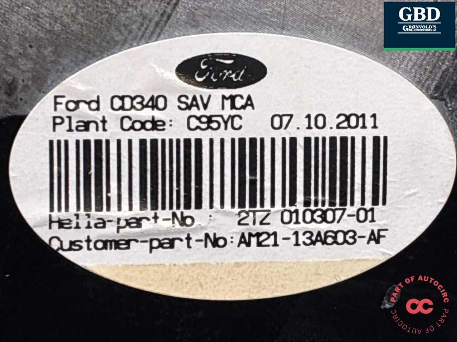 Baklykt venstre indre til Ford S-Max 2010-2015 (Type I, Fase 2)  (1747111|AM21-13A602-AF|)
