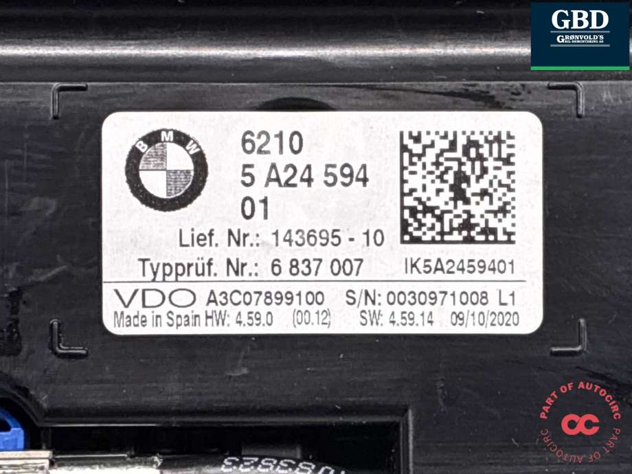 Instrumentpanel til BMW X1 2015-2022 (F48) (F48) (62 10 5 B41 3C6|62105A24594-01|)