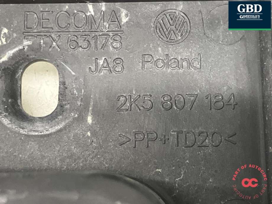 Støtfanger foran feste høyre til VW Caddy 2010-2015 (Type III, Fase 2)  (2K5 807 184|)