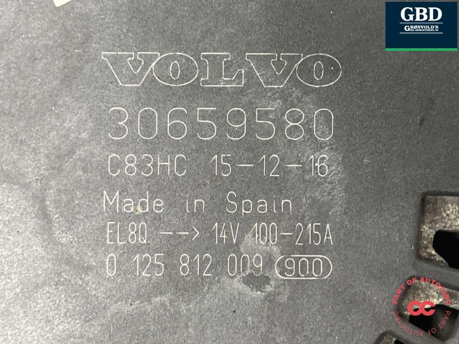 Dynamo diesel til Volvo XC90 2015-2025 (Type II) (BOSCH|36051414|30659580|0 125 812 009)