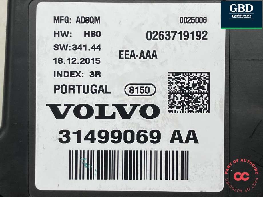 Instrumentpanel til Volvo XC90 2015-2025 (Type II) (36051308|31499069|)