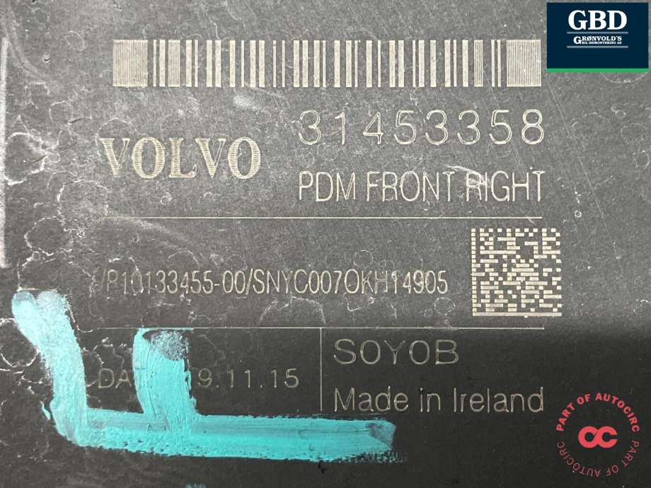 Ruteheis, kun motor, høyre foran til Volvo XC90 2015-2025 (Type II) (31440412|31453358|)