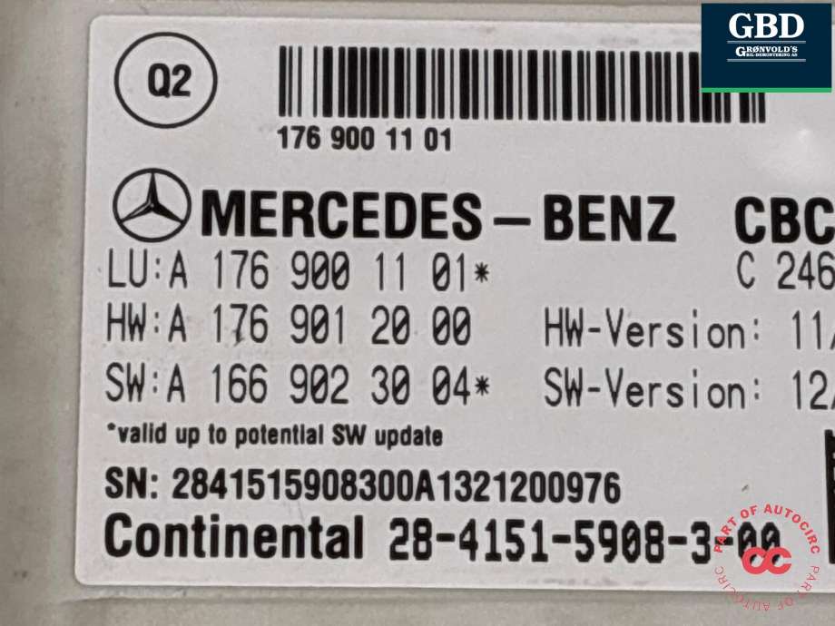 Styreenhet (SAM - Signal Acquisition Module) til Mercedes A-Klasse 2012-2018 (W176) (W176) (A 246 900 08 08|A 1769001101|A 1769012000)