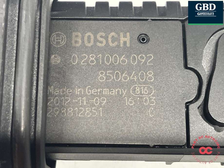 Luftmengde/luftmassemåler til BMW 3-Serie 2012-2018 (F30/F31/F34) (F30/F31/F34) (BOSCH|13 62 8 506 408|0 281 006 092|)