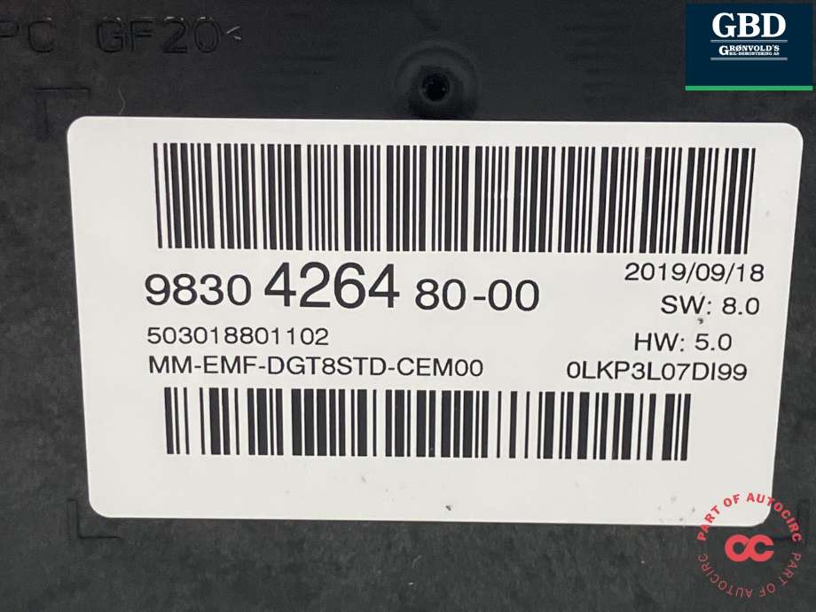 Bilstereo navigasjon skjerm til Citroën Berlingo 2019-->> (Type III) (98 304 264 80|503018801102|)
