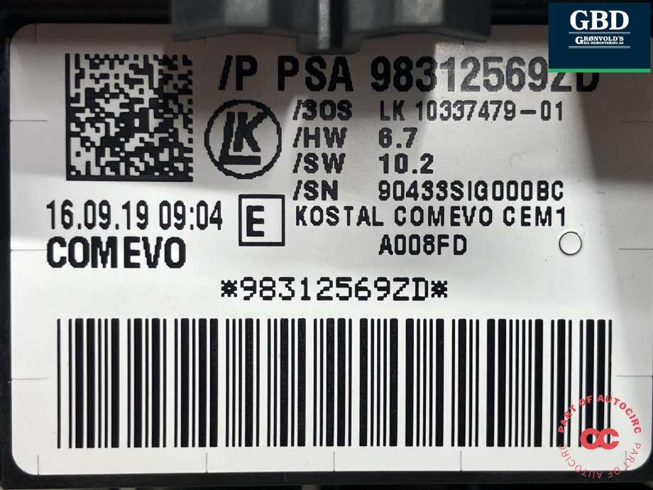 Bryter combi til Citroën Berlingo 2019-->> (Type III) (98 312 569 ZD|LK 10337479-01|)