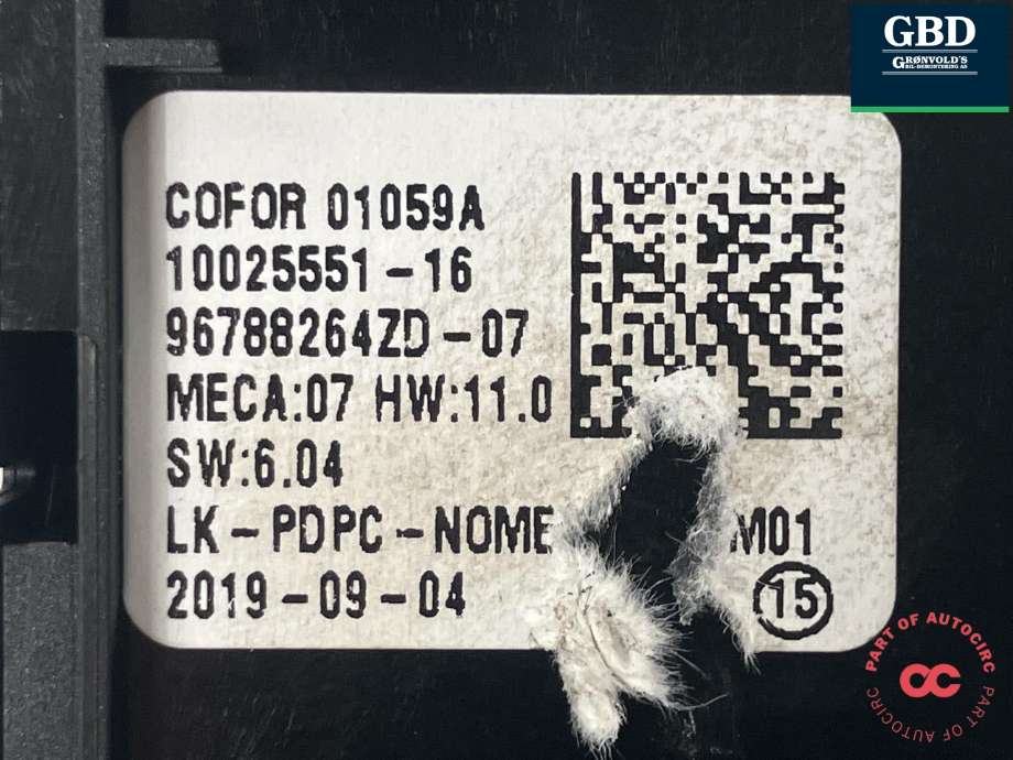 Bryter ruteheis førerdørspanel til Citroën Berlingo 2019-->> (Type III)  (96 788 264 ZD|10025551-16|)