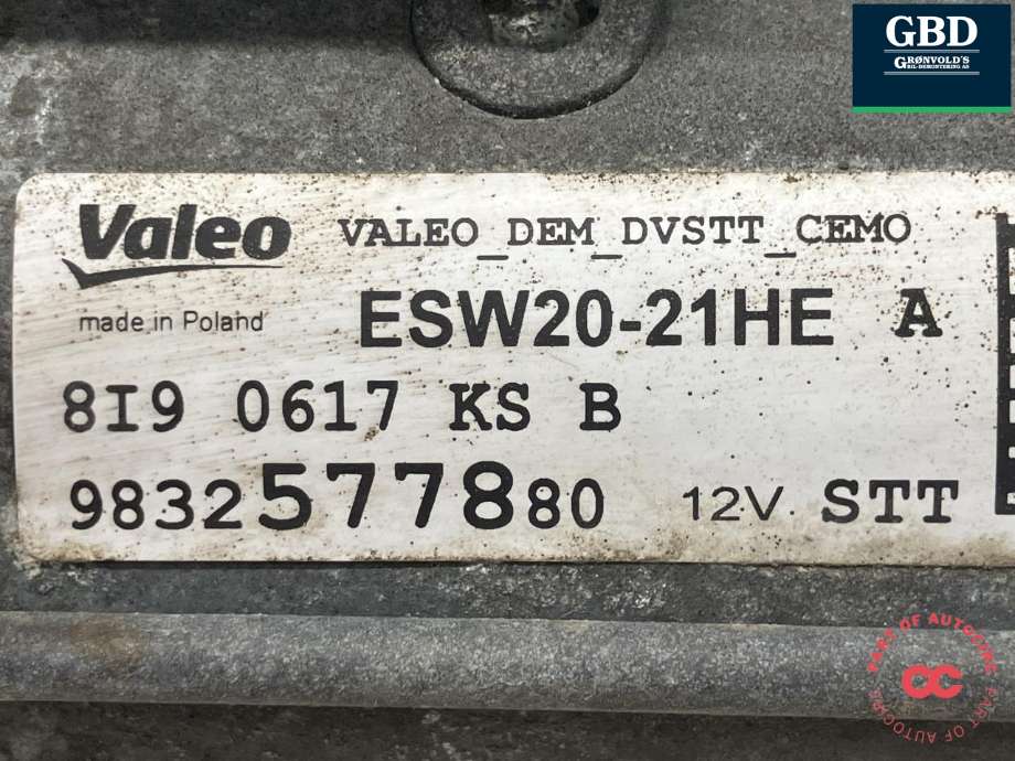 Starter diesel til Citroën Berlingo 2019-->> (Type III) (VALEO|98 252 330 80|98 325 778 80|ESW20-21HE)