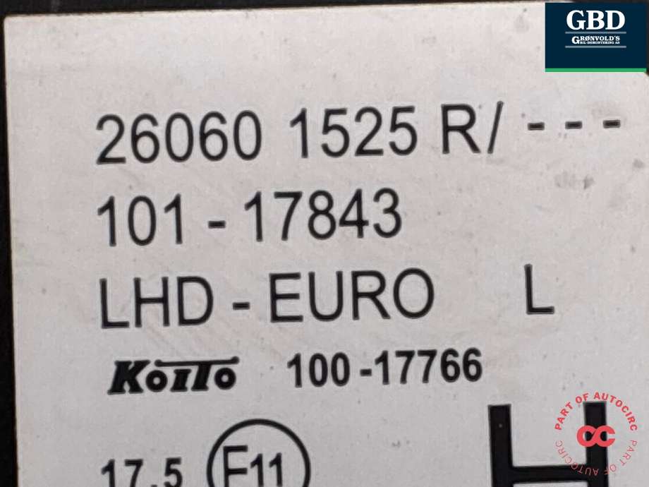 Frontlykt venstre halogen til Renault Kangoo 2008-2021 (Type II) (260607949R|26060 1525R|)