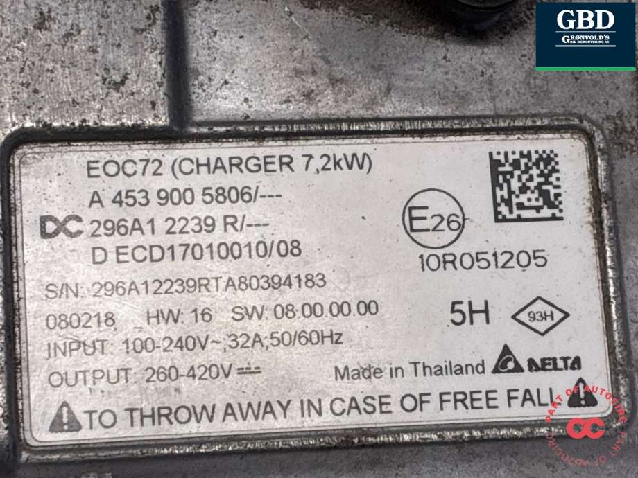 Batterilader (OBC - On Board Charger) til Renault Kangoo 2008-2021 (Type II) (296A12239R|)