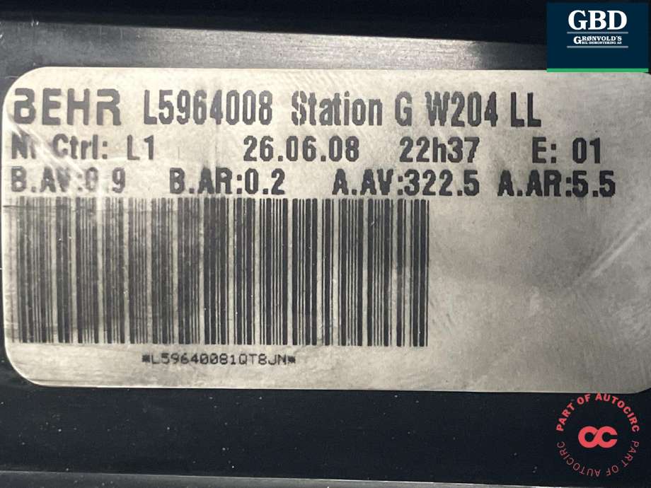 Varmeapparat motor til Mercedes C-Klasse 2007-2011 (Fase 1) (W204) (W204) (BEHR|A 204 820 02 08|L5964008|)