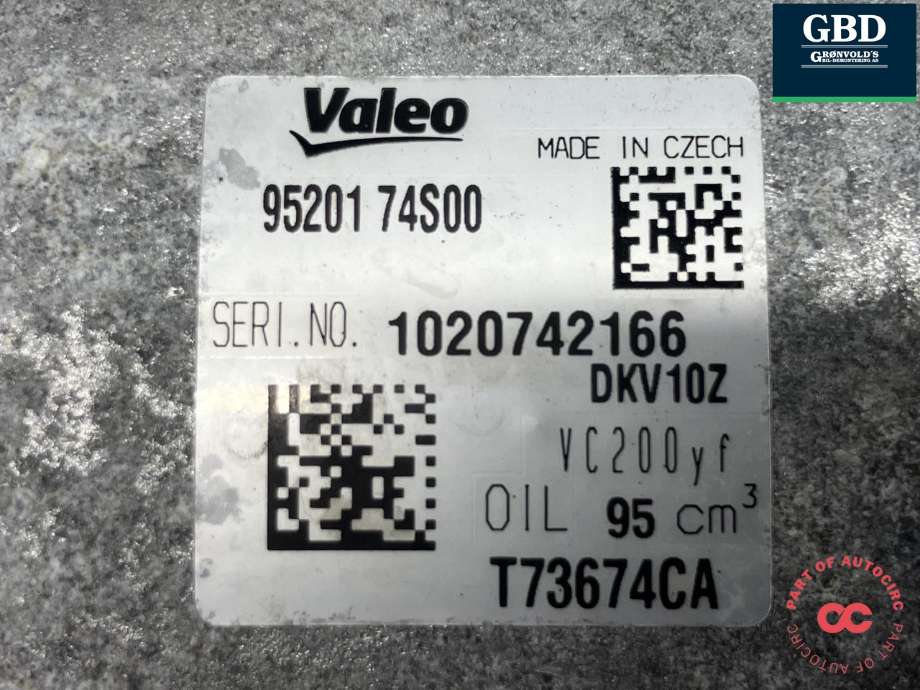 Aircondition kompressor til Suzuki Vitara 2015-->> (Type IV) (VALEO|95200-74S00|95201-74S00|T73674CA)