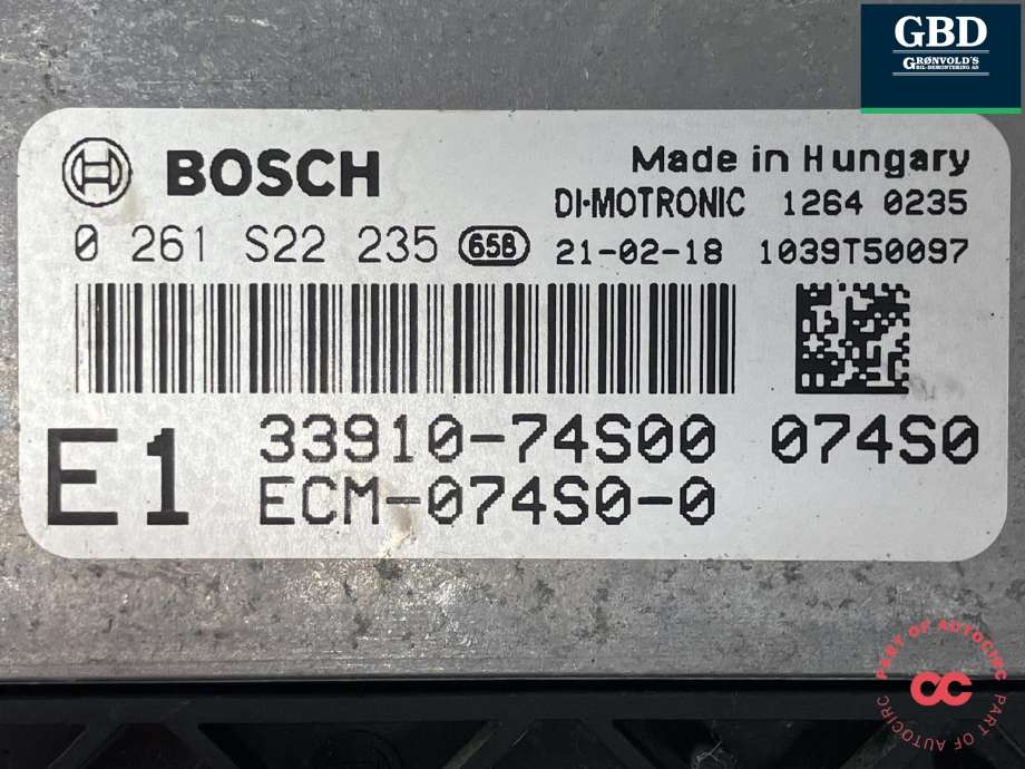 Styreenhet motor til Suzuki Vitara 2015-->> (Type IV) (BOSCH|33910-74S00-000|33910-74S00|0 261 S22 235)