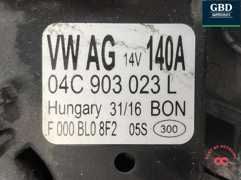 Dynamo til VW Golf VII 2012-2017 (Fase 1)  (04E 903 015 P|04C 903 023 L  | 04C 903 023 LX |04E 903 015 PX|04C 903 023 K  | 04E 903 015 T |04C 903 023 KX |04E 903 015 TX)