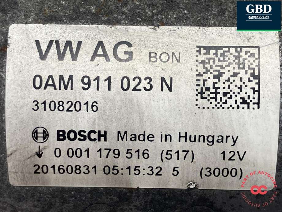 Starter til VW Golf VII 2012-2017 (Fase 1)  (BOSCH|0AM 911 022 C|0AM 911 023 N |0AM 911 023 NX |0AM 911 022 CX|0 001 179 516)