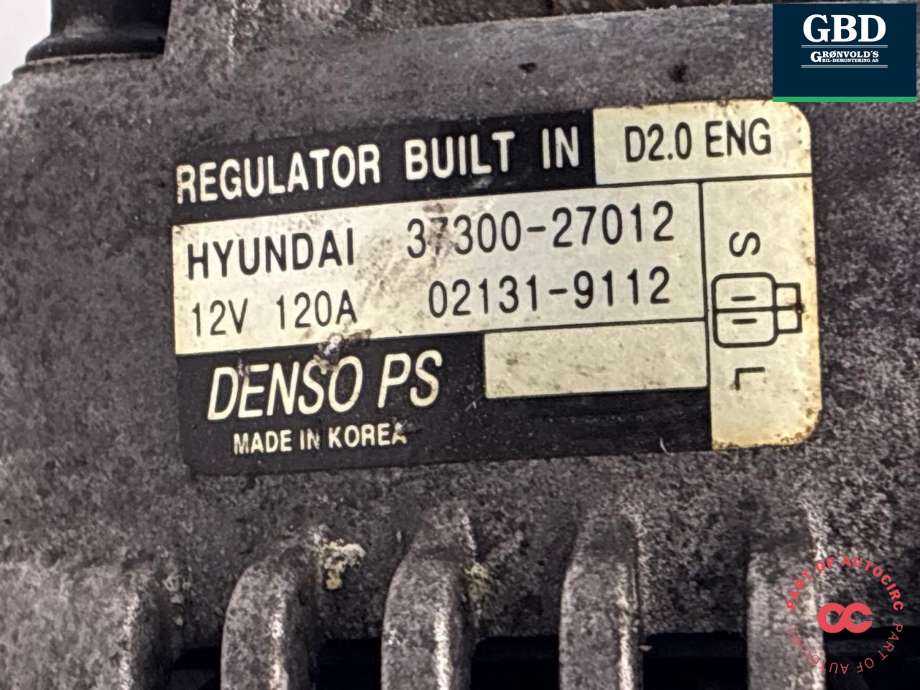 Dynamo diesel til Hyundai Santa Fe 2006-2009 (Type II, Fase 1)  (3730027013|37300-27012|)