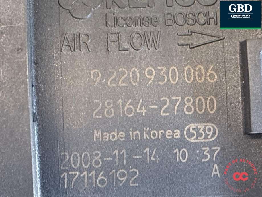 Luftmengde/luftmassemåler til Hyundai Santa Fe 2006-2009 (Type II, Fase 1) (2816427800|)