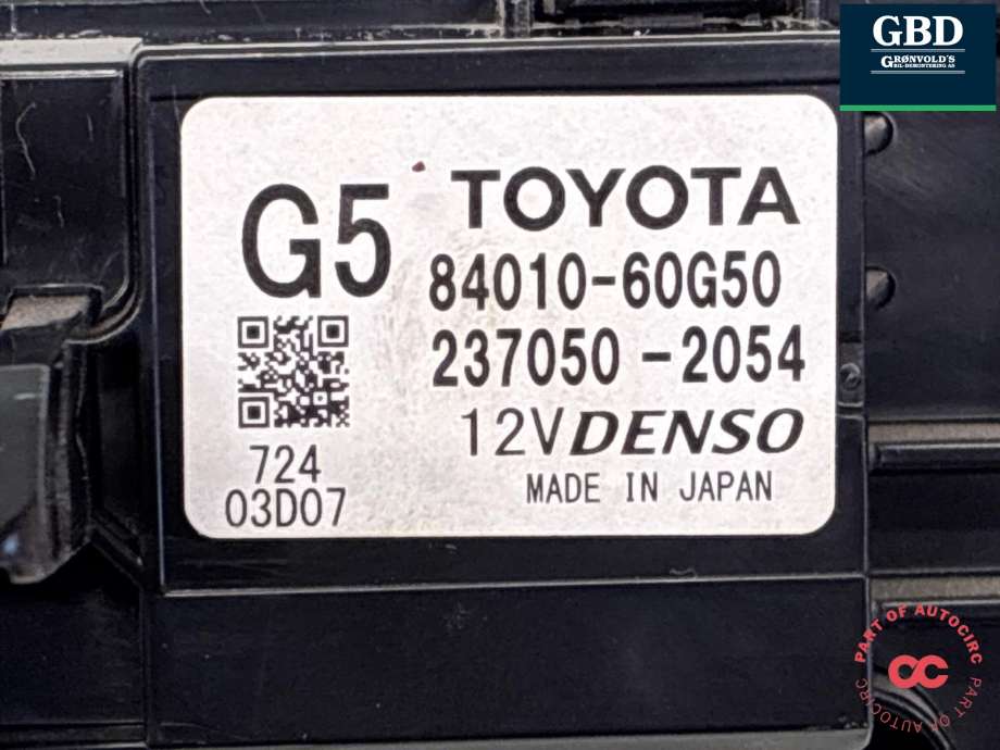 Varmeapparat betjening til Toyota Land Cruiser 150 2014-->> (Fase 2)  (8401060G60|84010-60G50|)