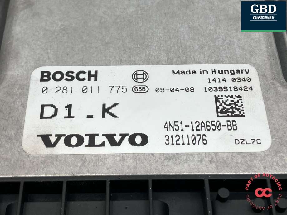 Styreenhet motor til Volvo V50 2007-2012 (Fase 2) (36000595|31211076|4N51-12A650-BB)