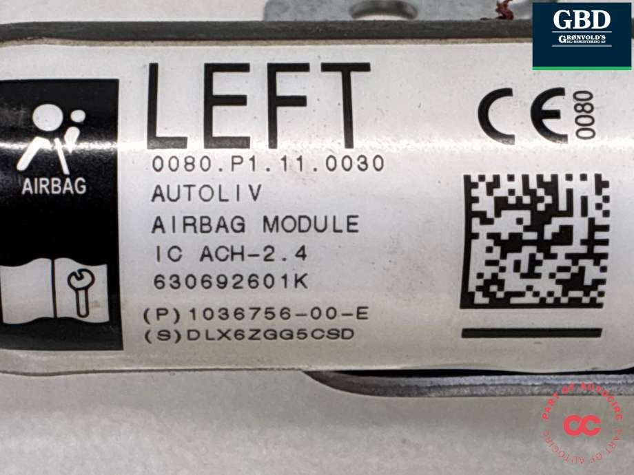 Airbag gardin venstre til Tesla Model X 2016-->>  (1036756-00-E|1036756-00-D | 1036756-00-F|1036756-00-G)