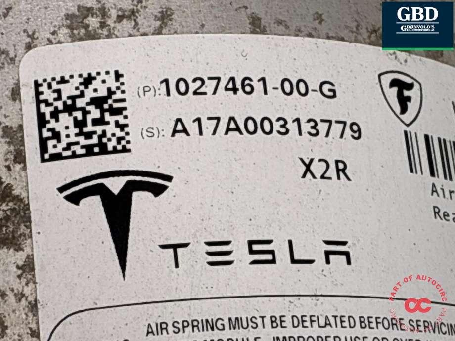 Fjær bak nivå luftpute/belg til Tesla Model X 2016-->> (1027461-00-G|)