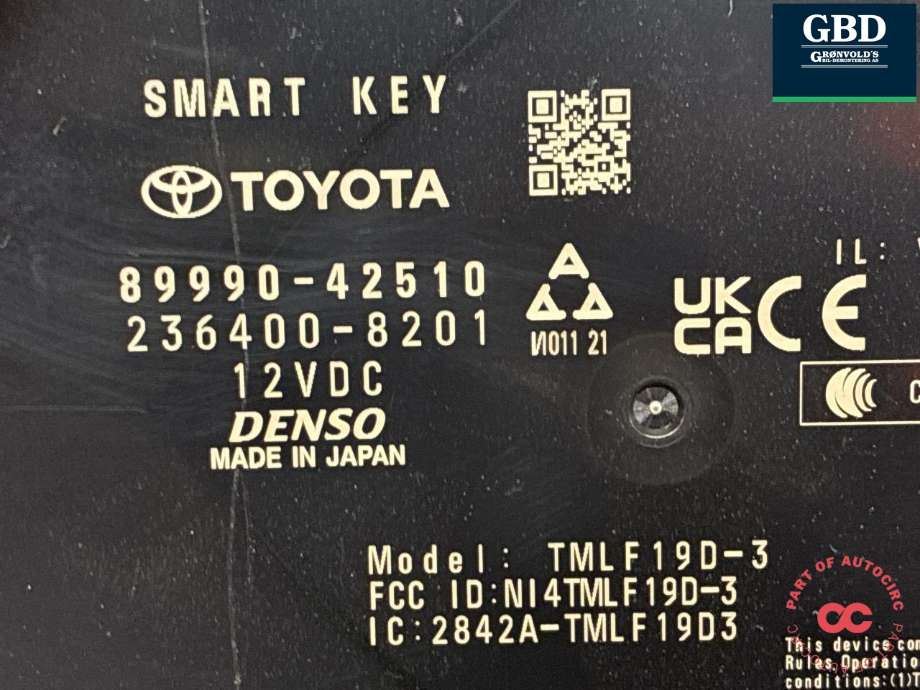 Styreenhet nøkkelfri/keyless til Toyota bZ4X 2022-->> (899H042370|89990-42510|)