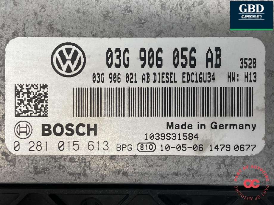 Styreenhet motor til VW Caddy 2004-2010 (Type III, Fase 1)  (BOSCH|03G 906 056 AB|0 281 015 613|)