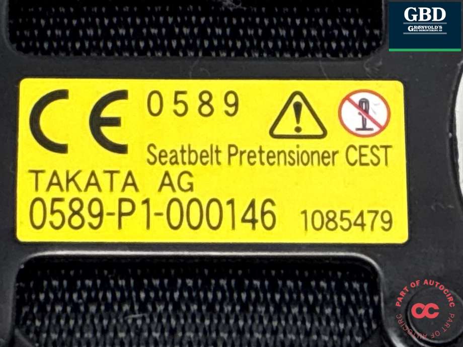 Sikkerhetsbelte foran venstre til Mazda 6 2015-2018 (Type III, Fase 2) (GHP957L9002|0589-P1-000146|)