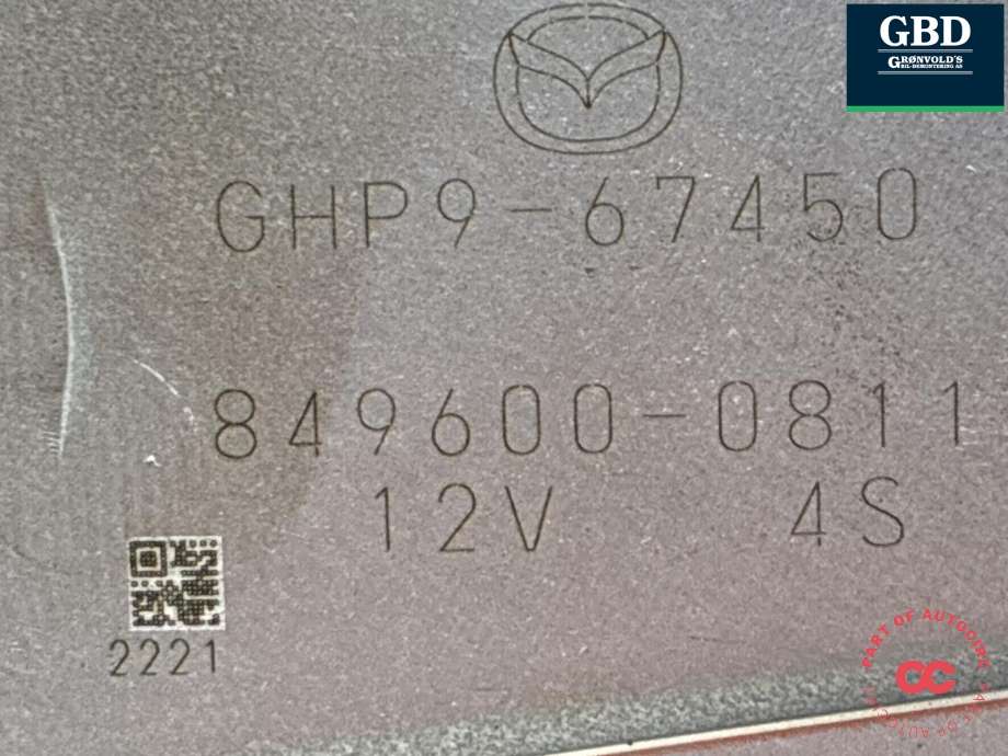 Viskermotor bakrute til Mazda 6 2015-2018 (Type III, Fase 2) (GHP967450|849600-0811|)