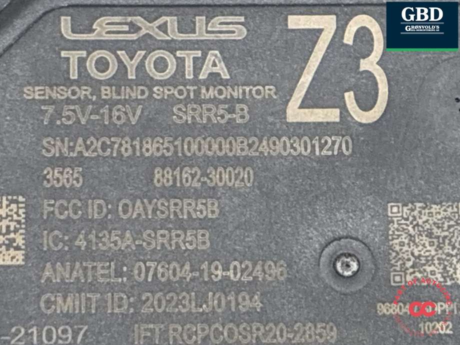 Sensor radar til Toyota bZ4X 2022-->> (88162-30020|)